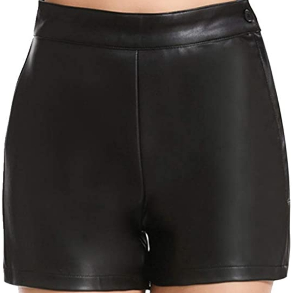 High waisted faux leather shorts